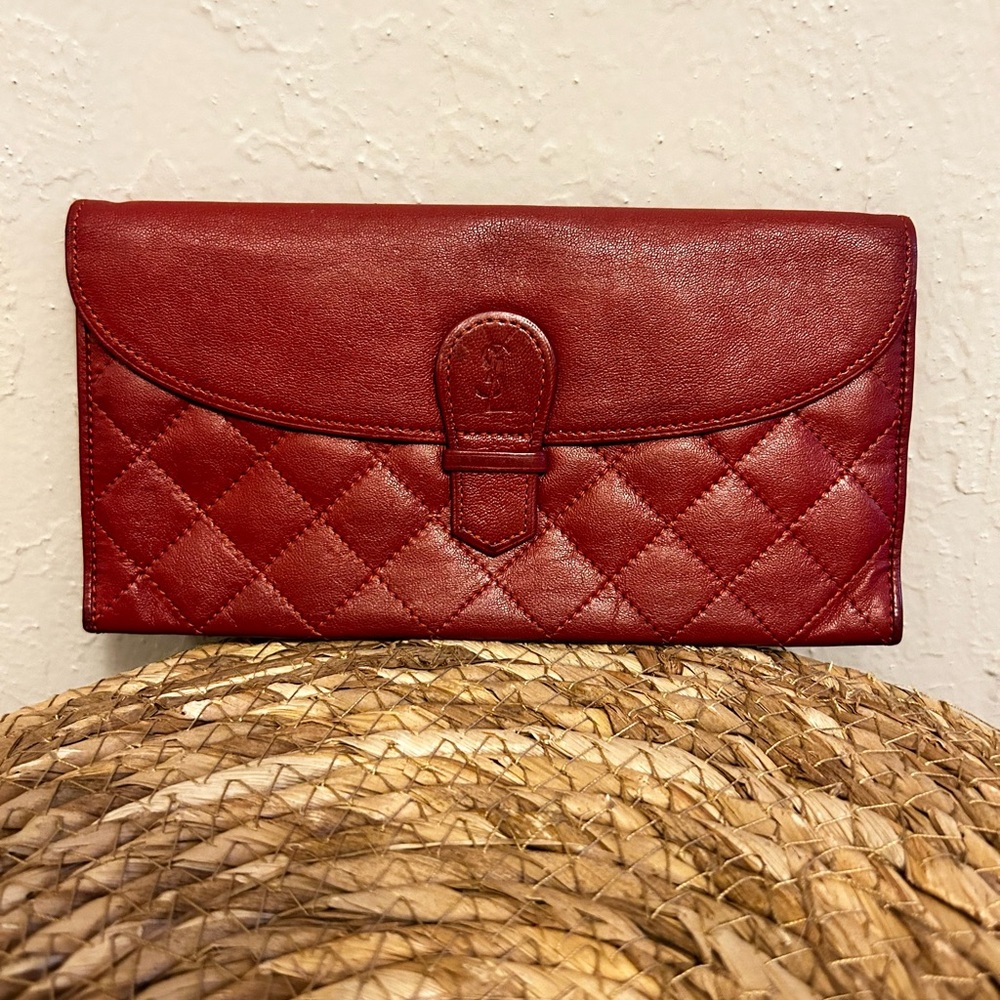 Yves Saint Laurent Red Quilted Vintage Wallet